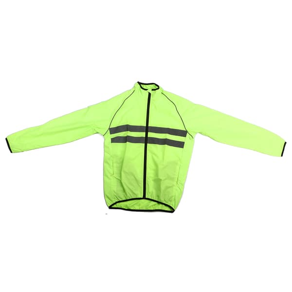 Reflekterande cykeljacka, långärmad, andningsbar polyester med fickor, utomhusstorlek XL, grön
