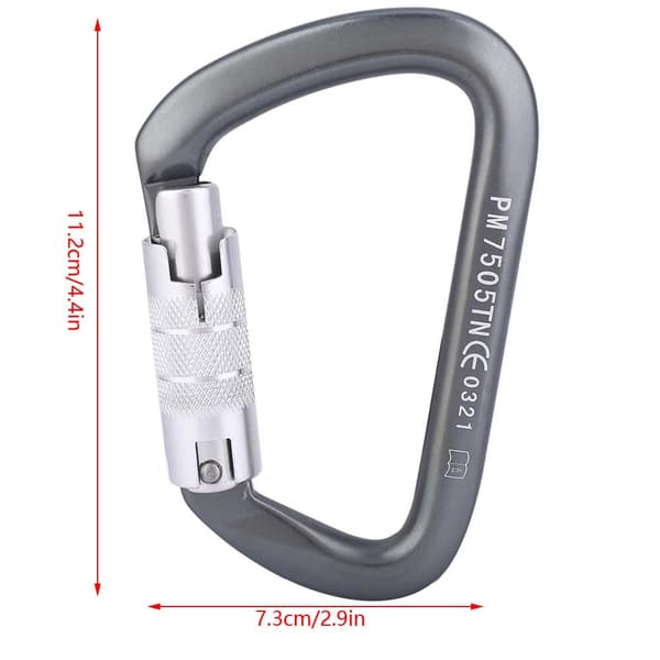 D-tyypin Master Lock ilmailualumiininen karabiini kiipeilyyn, raskas 26KN, musta