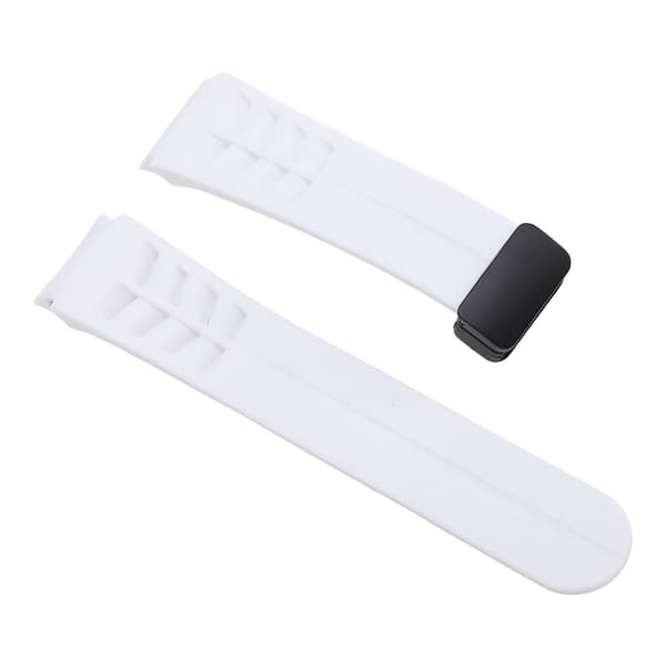 Silikone armbånd til Galaxy Watch 7 6 5 4 44mm med foldbart magnetspænde og quick release, hvid.