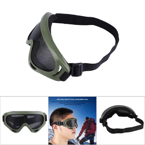 Taktiset Mesh X400 -lasit teräslinsseillä ulkoiluun, armeijan väri