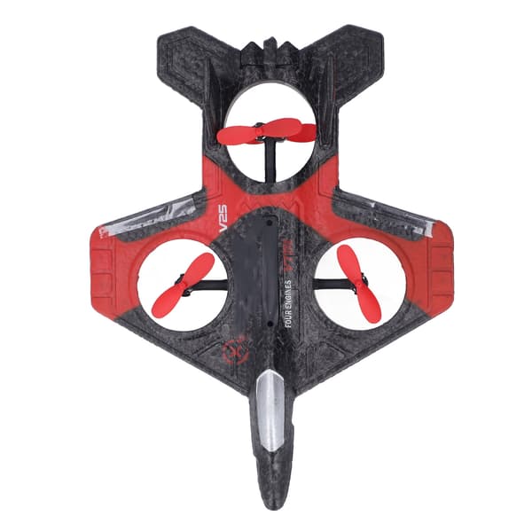 RC Fjärrkontroll Drönarflygplan med Färgglada LED-lampor och Extra Propellrar för Barnpresent, Röd, Dubbla Batterier