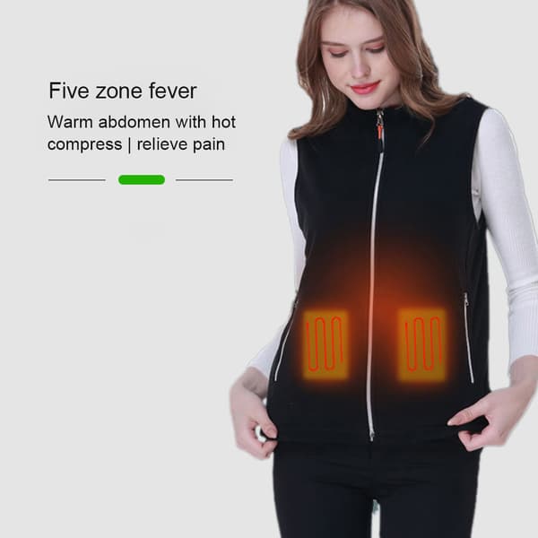 Vaskbar USB Genopladelig 5-Zone, 3-Niveauer Åbnings Varm Fleecevest til Vinter