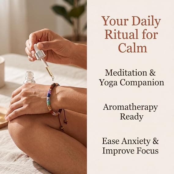Chakra Healing Armband för Kvinnor, 7 Chakra Kristaller & Stenar Meditationsarmband för Ångestlindring.