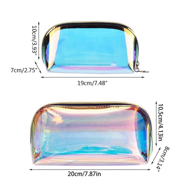 Holografisk makeuptaske, iriserende regnbue makeuptaske, 20 x 10,5 x 8 cm