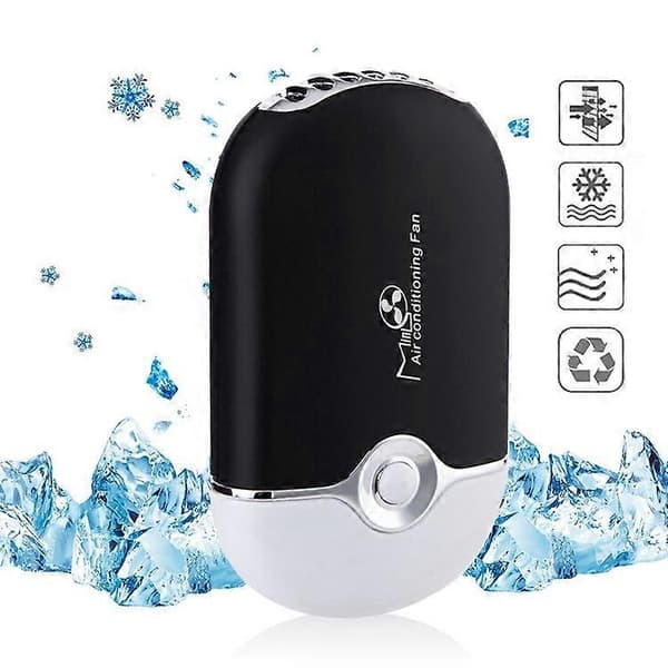 Mini bärbar luftkonditionering/fläkt uppladdningsbar via USB (svart)