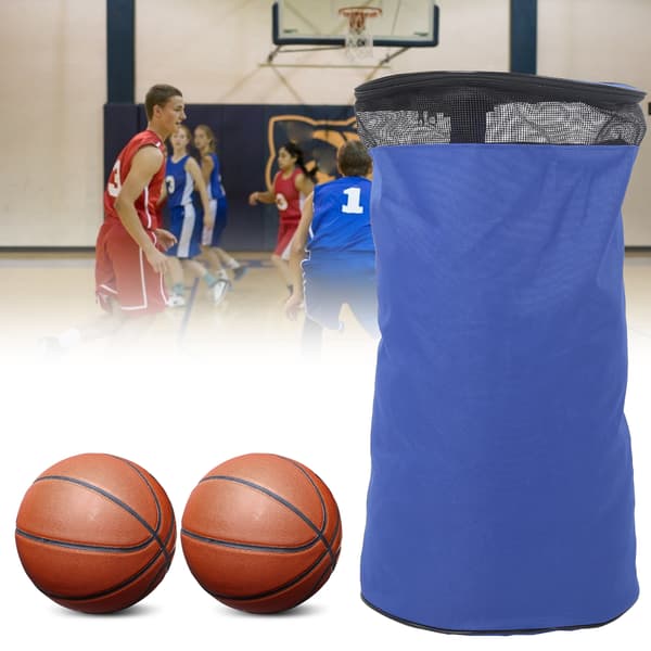 Enkel axelväska för basketbollar för 2 bollar, bärbar förvaring, blå