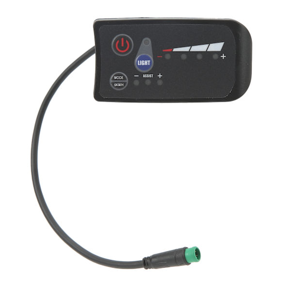 Effektmätare för elcykel, LED-display, ABS-panel, 5 stift, vattentät, 24V