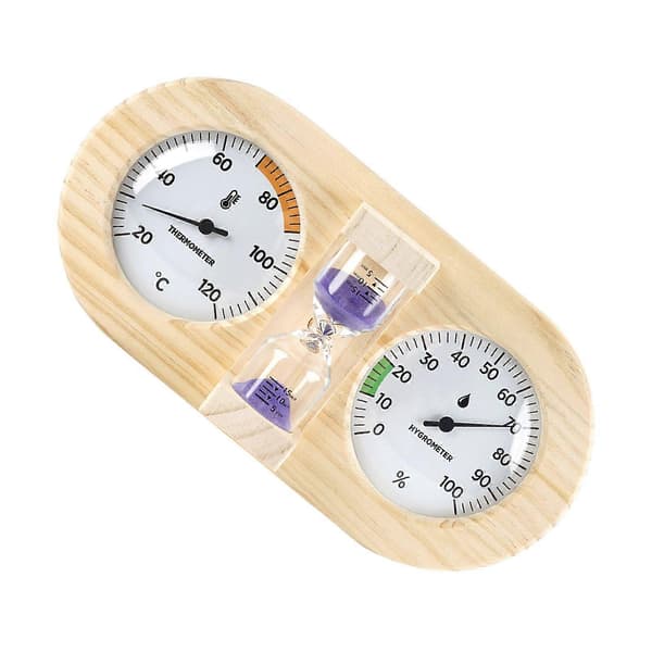 Bastu Termometer och Hygrometer - Exakt Bastu Timglas Timer med Dubbla Urtavlor - 15-minuters Nedräkning för Inomhusbastur