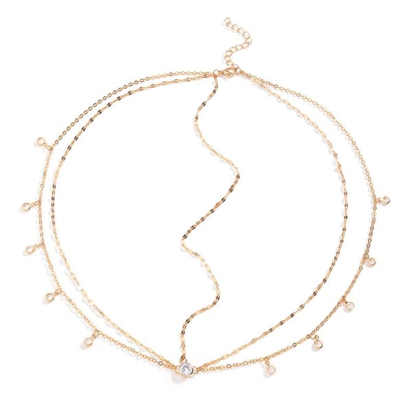 Bøhmisk Rhinestone Anheng Dobbeltlags Elegant Hodeplagg – Glitrende Brude Pannekjede / Hår