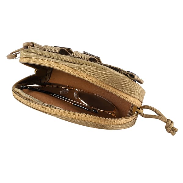 Bärbart Stötsäkert Solglasögonfodral, Militärstil, Khaki med Molle-krok