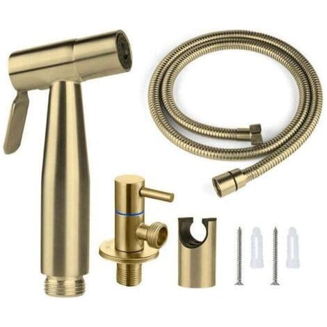 Bidet-sprøjte i rustfrit stål, bidet-sprøjtesæt, toiletsprøjte (guld)