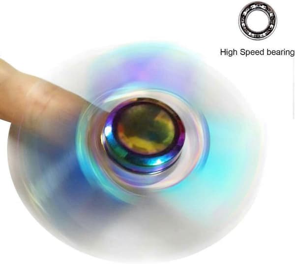 Fidget spinner-leketøy i metall med regnbuefarger, håndholdt spinner, spinner i 1-3 minutter, lindrer stress, høy-