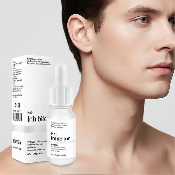 flaskor med serum för att hämma ansiktshårväxt, skonsamt reparerande serum för att hämma hårväxt.