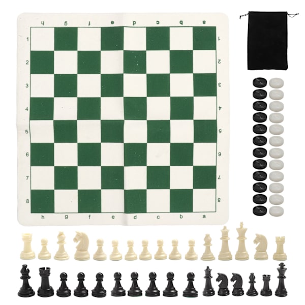 Bærbart sjakk- og damsett med rullebrett og bæreveske, 50 cm