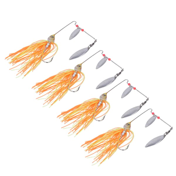 4 stk. fiskespinner med roterende blad, skæg, aluminiumslegering, offshore guld