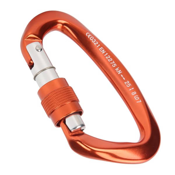 D-formet låsekrog til bjergbestigning, aluminiumslegering, magnesium, sikker, 25KN, orange.