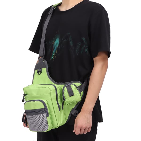 Multifunksjonell Crossbody Fiskebag i Polyester med Justerbare Stropper (Grønn)