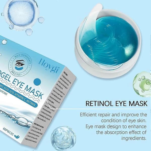 60 stk. Hydrogel Hyaluronsyre & Retinol Maskeplastre til under øjnene Mørke rande Rynker