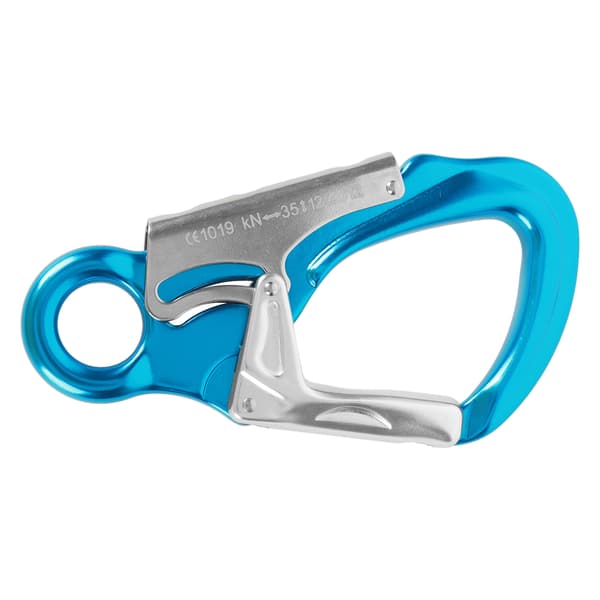 D 35KN Kraftige Klatrekarabiner, 7075 Aluminium, Rustfrit Stål, til Bjergbestigning, Abseiling, Himmelblå, Sølv