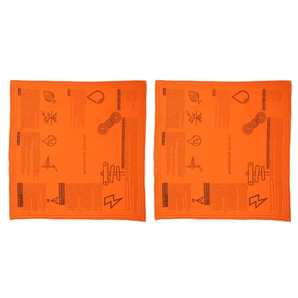 2-delt multifunksjonelt bomullsbandana-sett med overlevelsesguide for camping og utendørsaktiviteter
