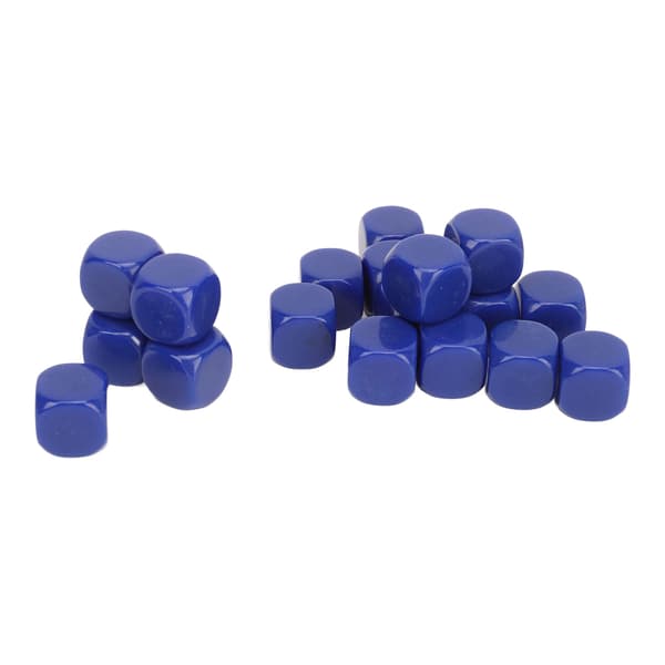 20 hvite 16 mm plastterninger med avrundede hjørner for spill og undervisning