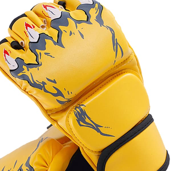 Tiger Claw gule boksehansker med åpne fingre for menn og kvinner med justerbar stropp