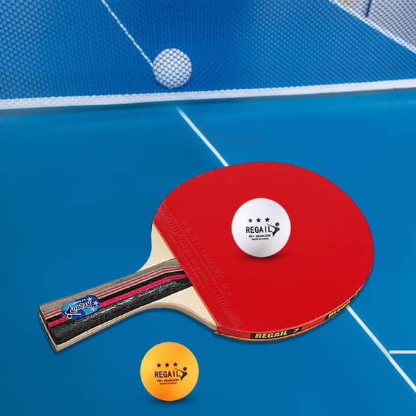 Bordtennisracketar 2 racketar kit med 3 bollar och väska kort/långt handtag