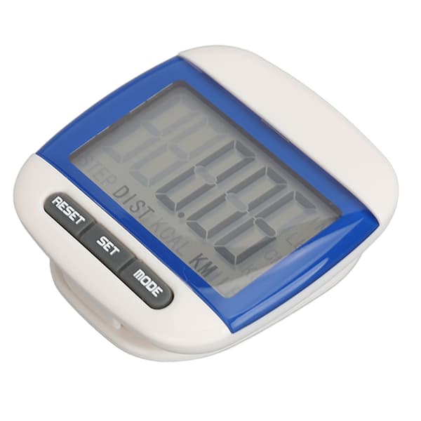 Skritteller for turgåing med stor LCD-skjerm, skritteller, kalorier, avstand, blå klips