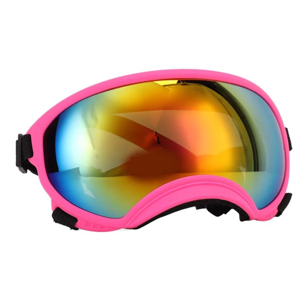 UV-säkra hundsolglasögon med justerbar rem, förstärkta linser, rosa
