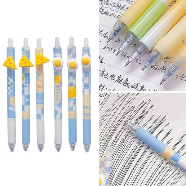 Sæt med 6 hurtigtørrende 0,5 mm gelpenne med søde \"havsaltost\"-designs.