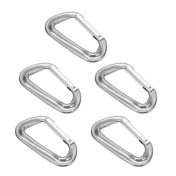 5 st D-ring klätterkarbinhakar 12KN aluminiumlegering A7075 för camping, vandring, utomhus, grå