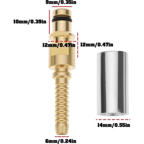 Sæt med 4 lynkoblingsadaptere til 6 mm slanger kompatible med Karcher K2 til K7 højtryksrenserslanger