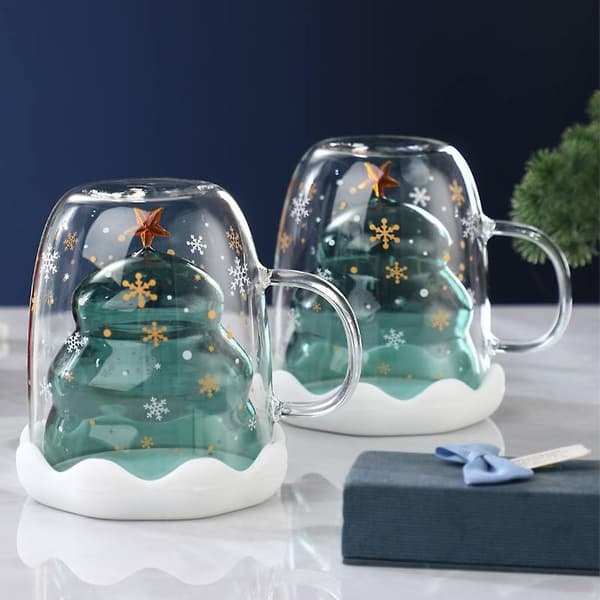 Juletræ Glas Krus Kaffekop Julegave Vandkop Glaskop