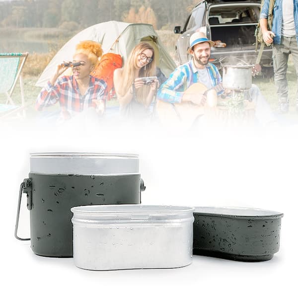 Tysk militær bærbar matboks i aluminiumslegering for utendørs camping