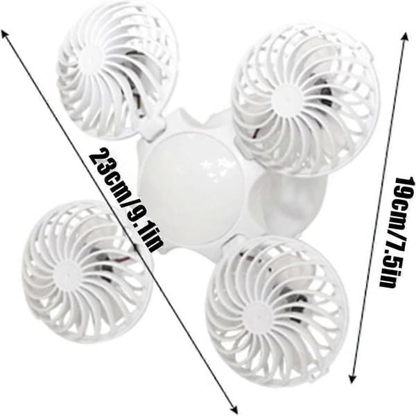 Loftventilator med solceller og lys, lydløs drift med dobbeltfunktion og foldbar krog.