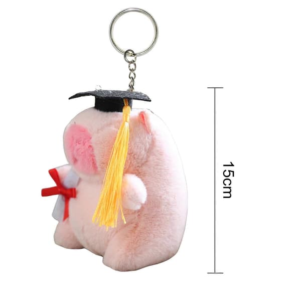 Plys capybara med studenterkappe og certifikat, tøjdyr nøglering - brun