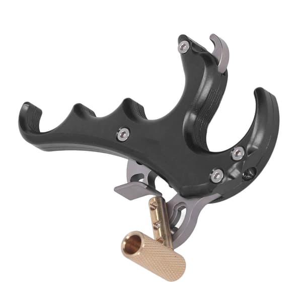 Compoundbueudløser, 4 fingre, justerbar tommelfingerudløser, sort aluminiumslegering