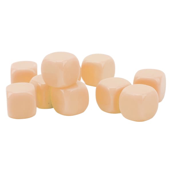 30 STK DIY Tomme Terninger, 6 Avrundede Sider, for Brettspill, Matematikklæring, Beige