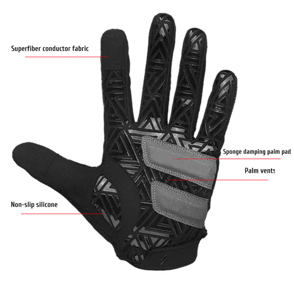 Unisex Reflekterende Skridsikre Touchscreen Fuld Finger Cykelhandsker til Mountainbiking