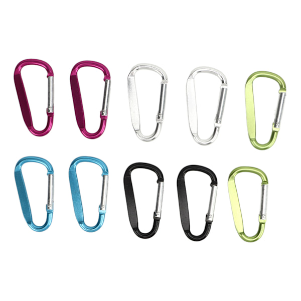 10 st mini karbinhakar i aluminium D-ring form nyckelring spänne krok för camping