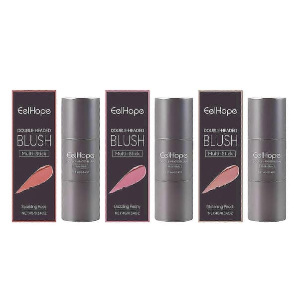 Dobbeltendet blush-stick - multifunktionel makeup indeholdende hyaluronsyre