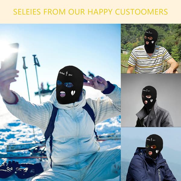 Mesh Hue med 3 Huller, Ansigtsbeskyttelse, Vinterbeskyttelse mod Kulde, Ski, Cykling, Udendørs, Unisex