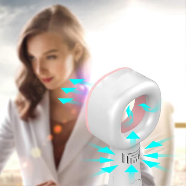 Bærbar bladløs elektrisk ventilator, mini bærbar udendørs ventilator (hvid)