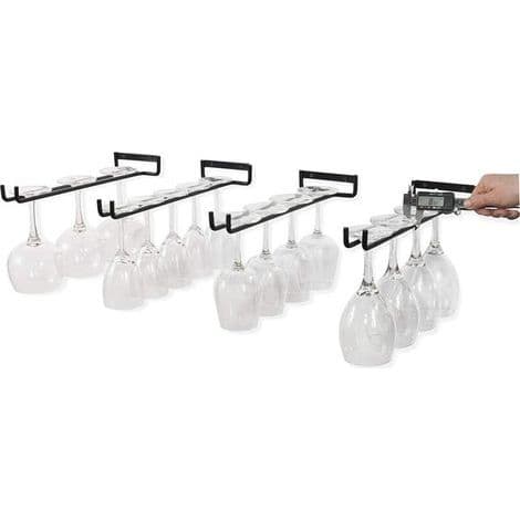 Hængende glasstativ - vinglasstativ med 5 skinner til 13 til 18 glas, 30 cm x 5 cm x 2 cm