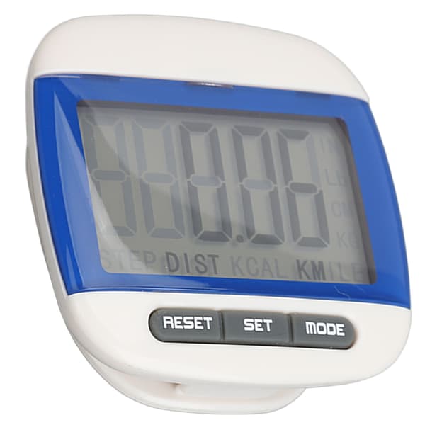 Skritteller for turgåing med stor LCD-skjerm, skritteller, kalorier, avstand, blå klips