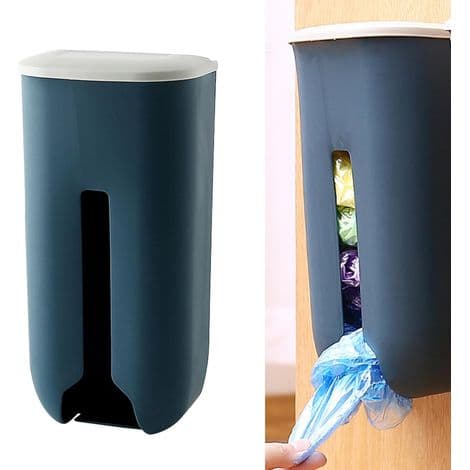 Opbevaringsboks til plastikposer, køkkenposedispenser, indkøbsposeorganisator (Mørkeblå)