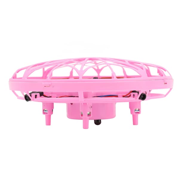 Mini UFO-drone med bevegelsessensor og LED-lys, rosa flygende leketøy for barn