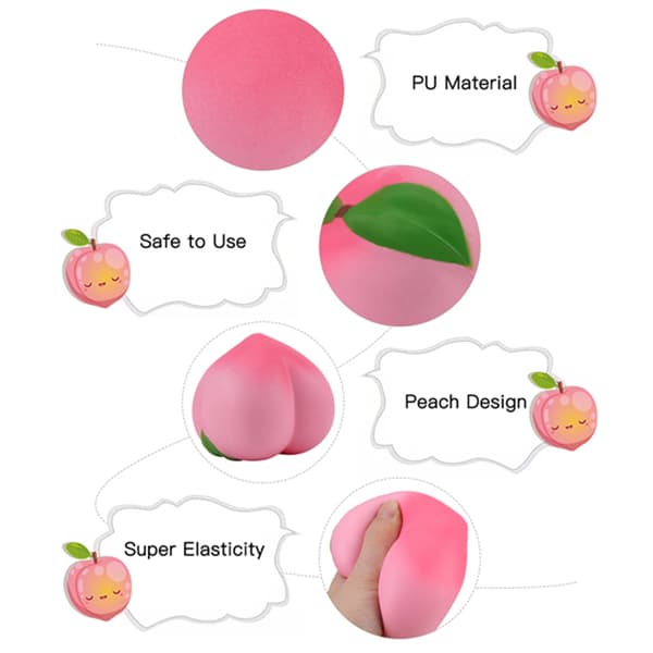 Persika Squishy Leksak med Mjuk Doft, Långsamt Stigande, Stresslindring, Barnpresent