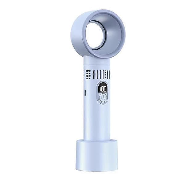 Bladeless ventilator, genopladelig bærbar ventilator med høj effekt og smart digitalt display (blå)