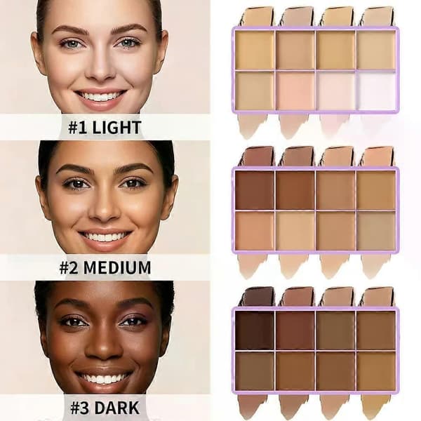 8-nuance blød mat concealerpalet, vandtæt fuldt dækkende cremeconcealer til urenheder, Col